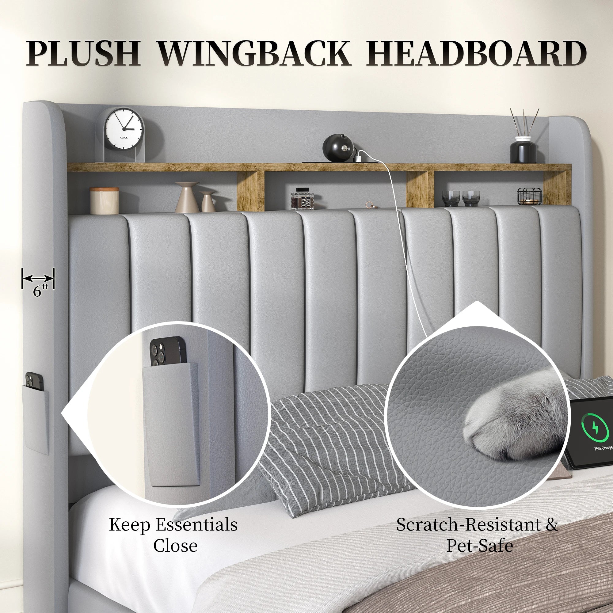 Queen Bed Frame with Pet Rest Area