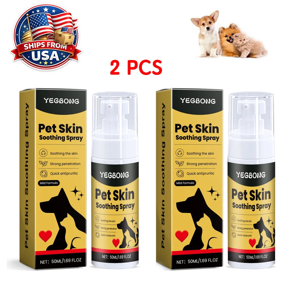 2Pcs Pet Soothing Spray/Dogs Cats Itchy Skin Relief