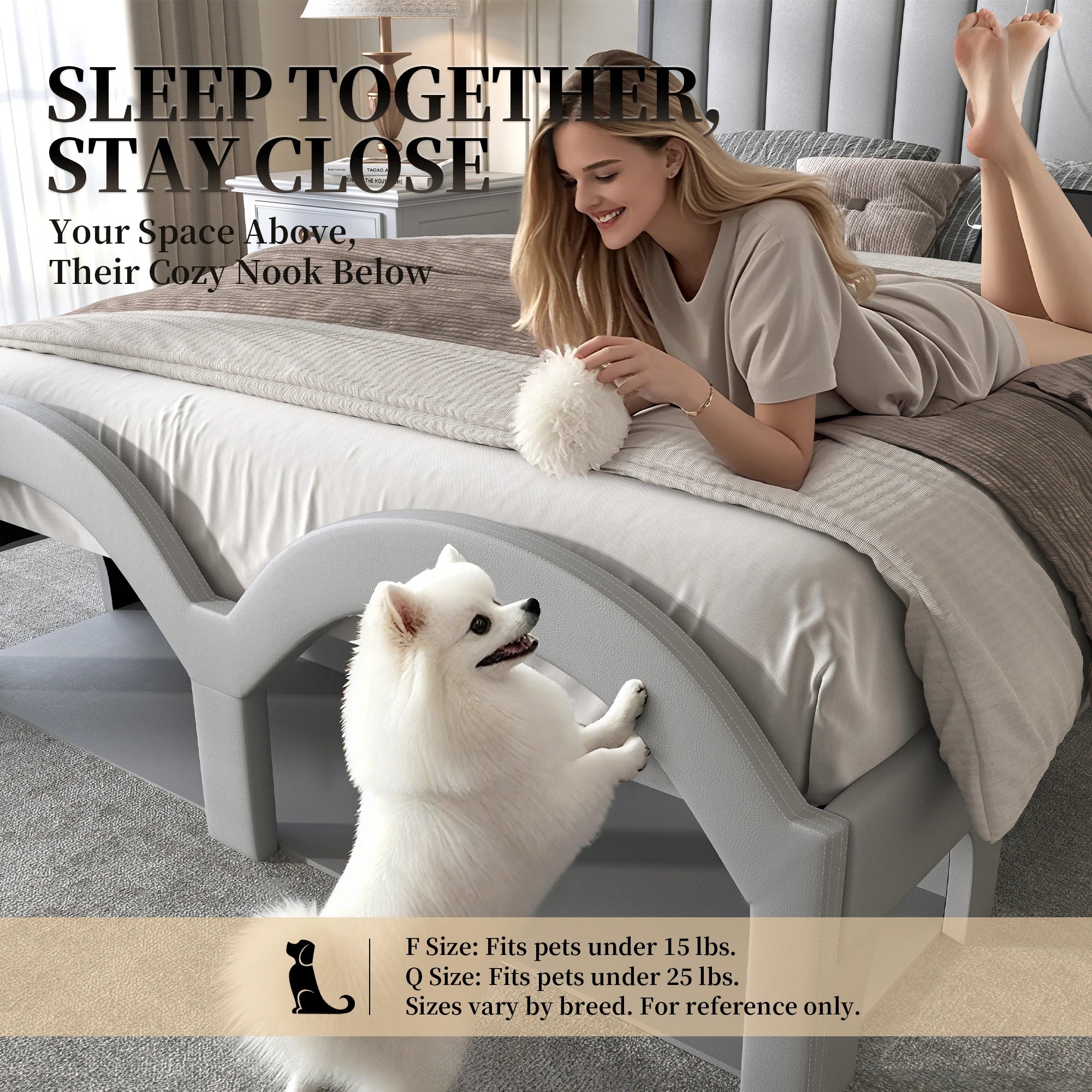 Queen Bed Frame with Pet Rest Area