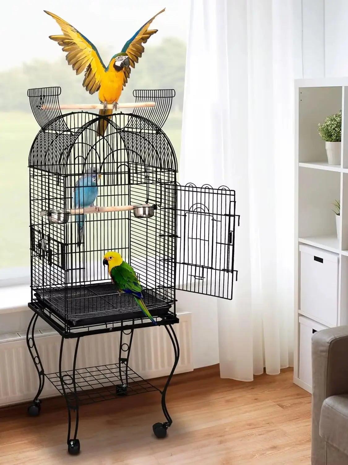 Rolling Bird Cage Wrought Iron