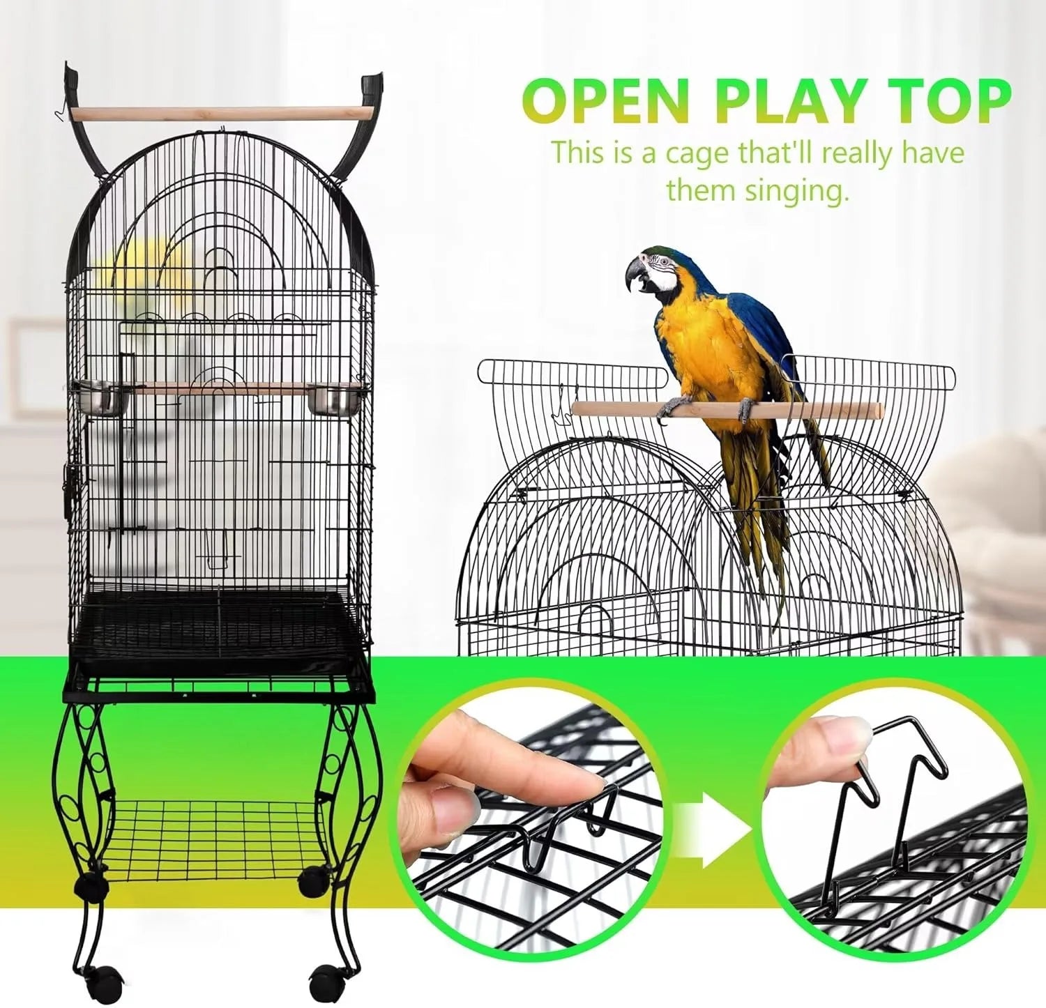 Rolling Bird Cage Wrought Iron