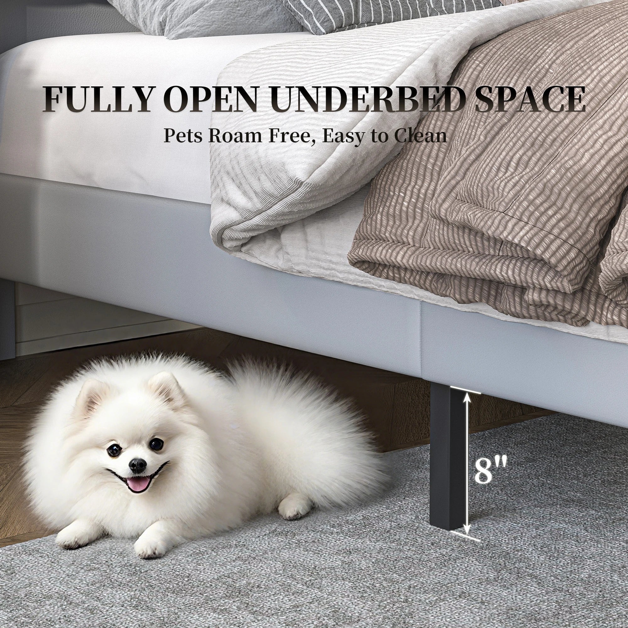 Queen Bed Frame with Pet Rest Area
