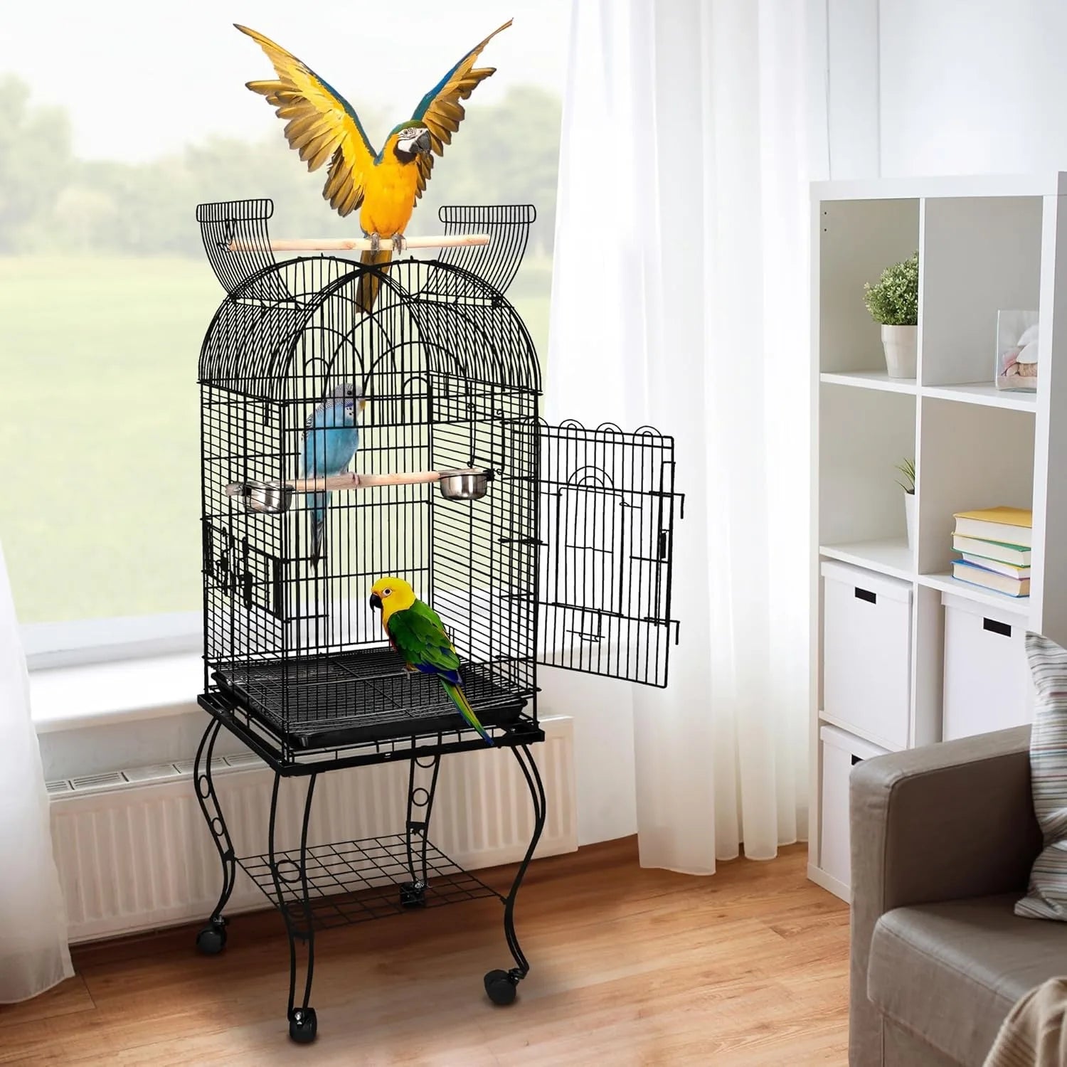 Rolling Bird Cage Wrought Iron