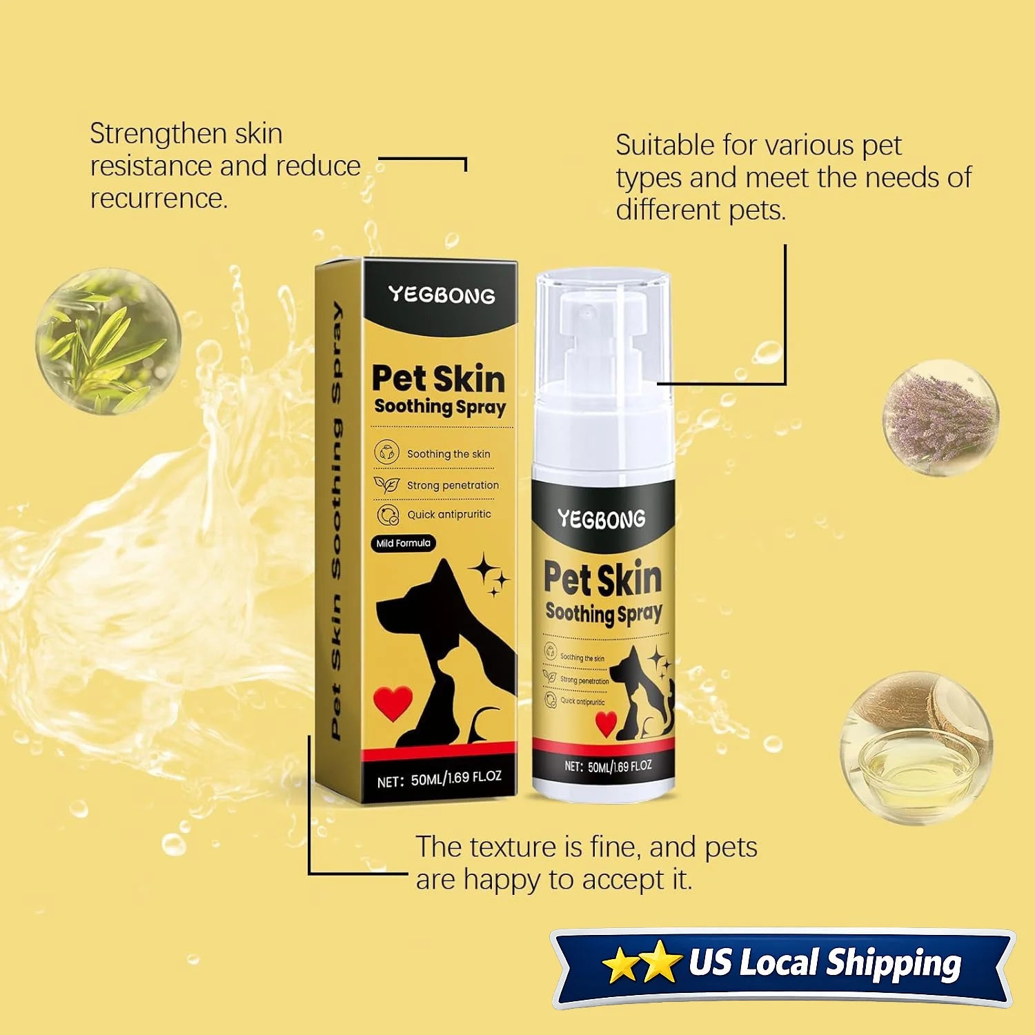 2Pcs Pet Soothing Spray/Dogs Cats Itchy Skin Relief