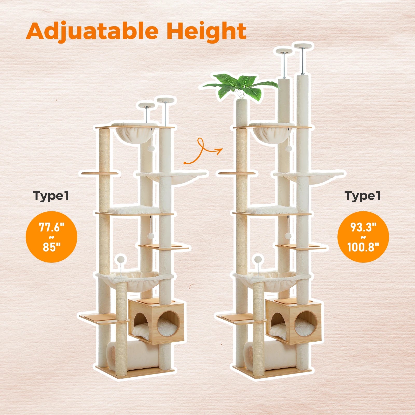 Height Adjustable Cat Tree