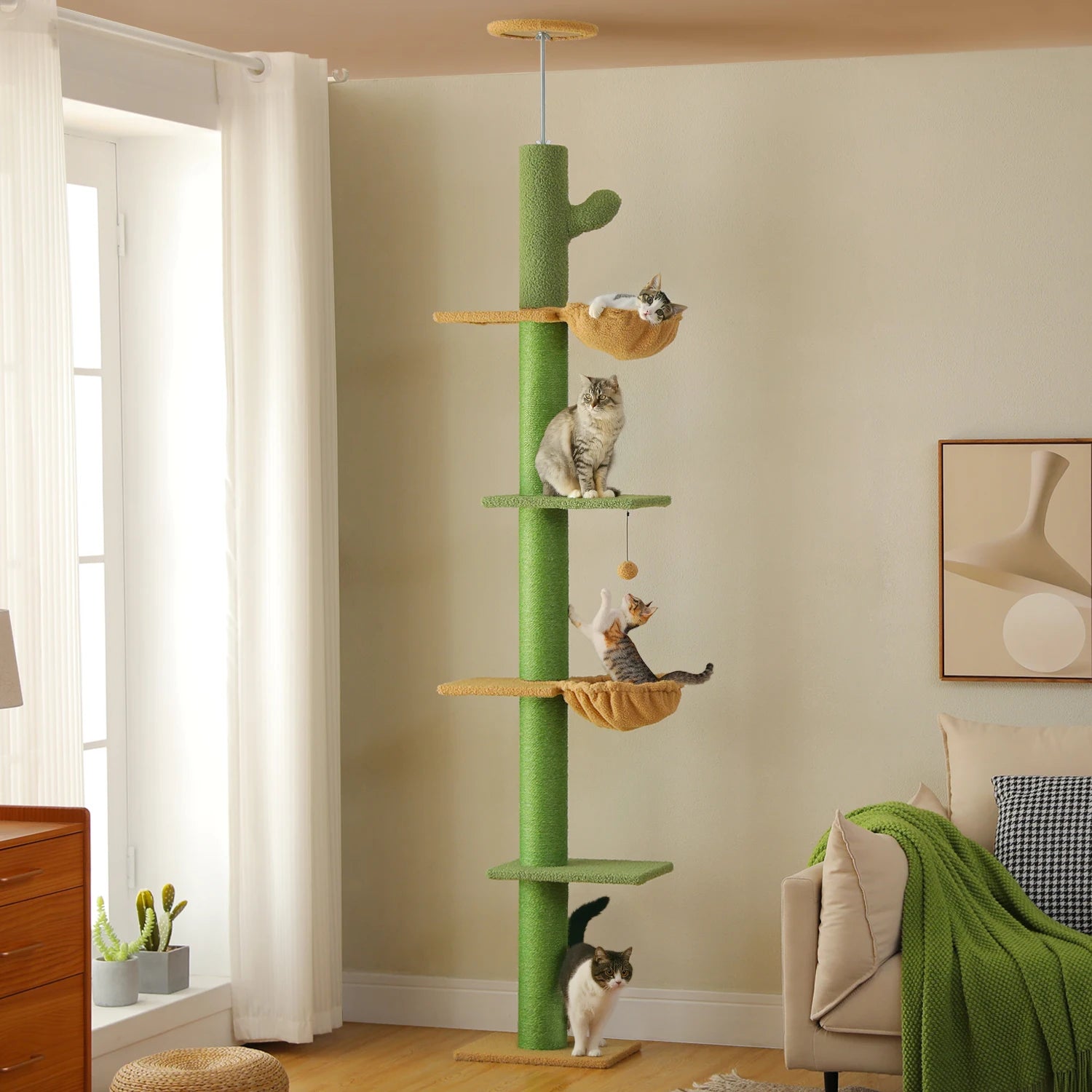 Cactus Cat Tree Floor to Ceiling Cat Tower