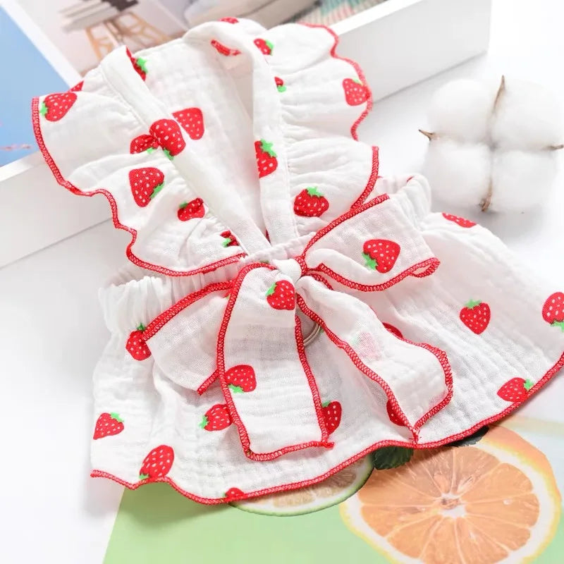 Strawberry Print Pet Dog Dress