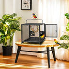 Wrought Iron Bird Travel Carrier
