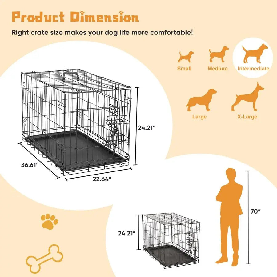 Dog Crate, 36 Inch Double Door