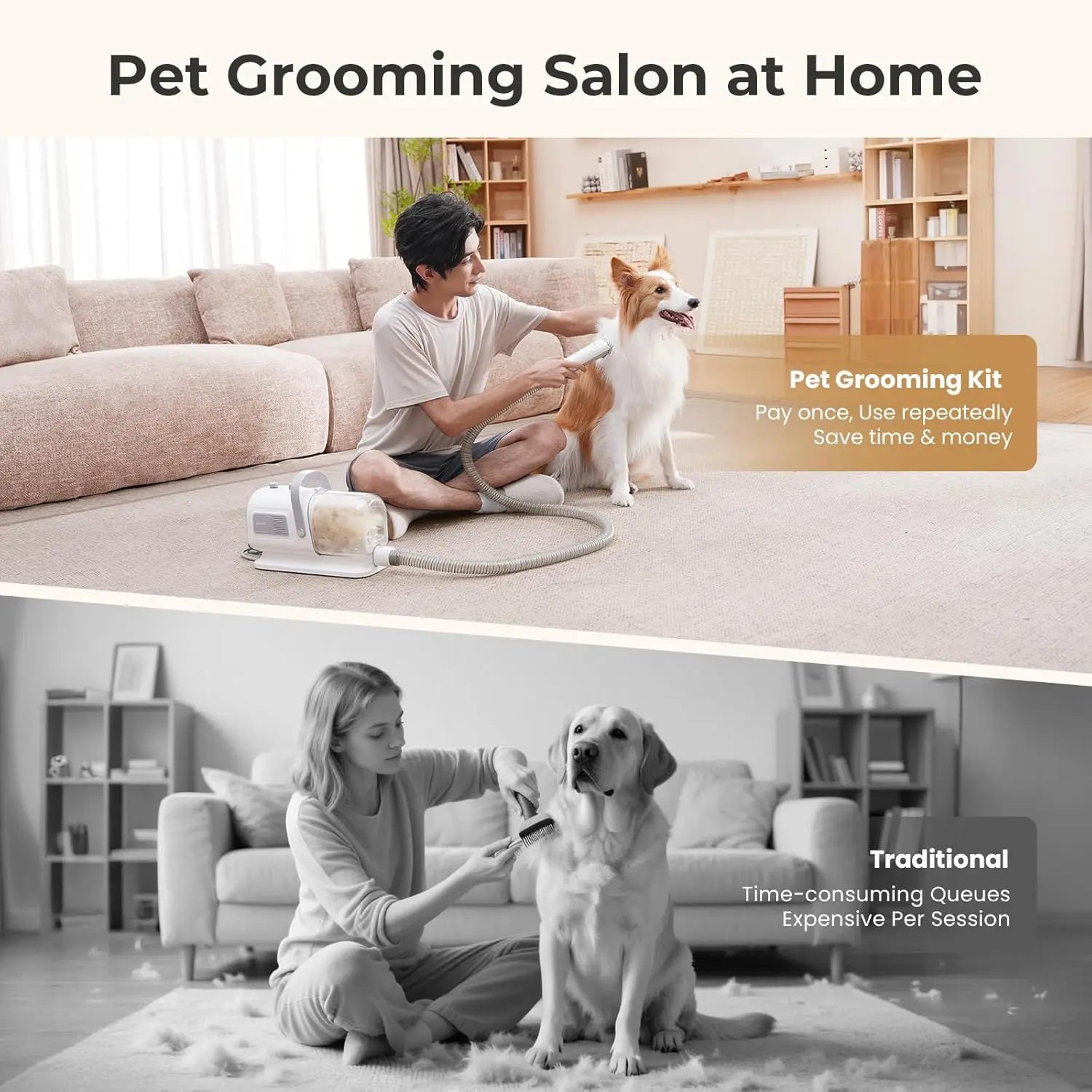 Dog/Cat Grooming Vacuum with Clipper