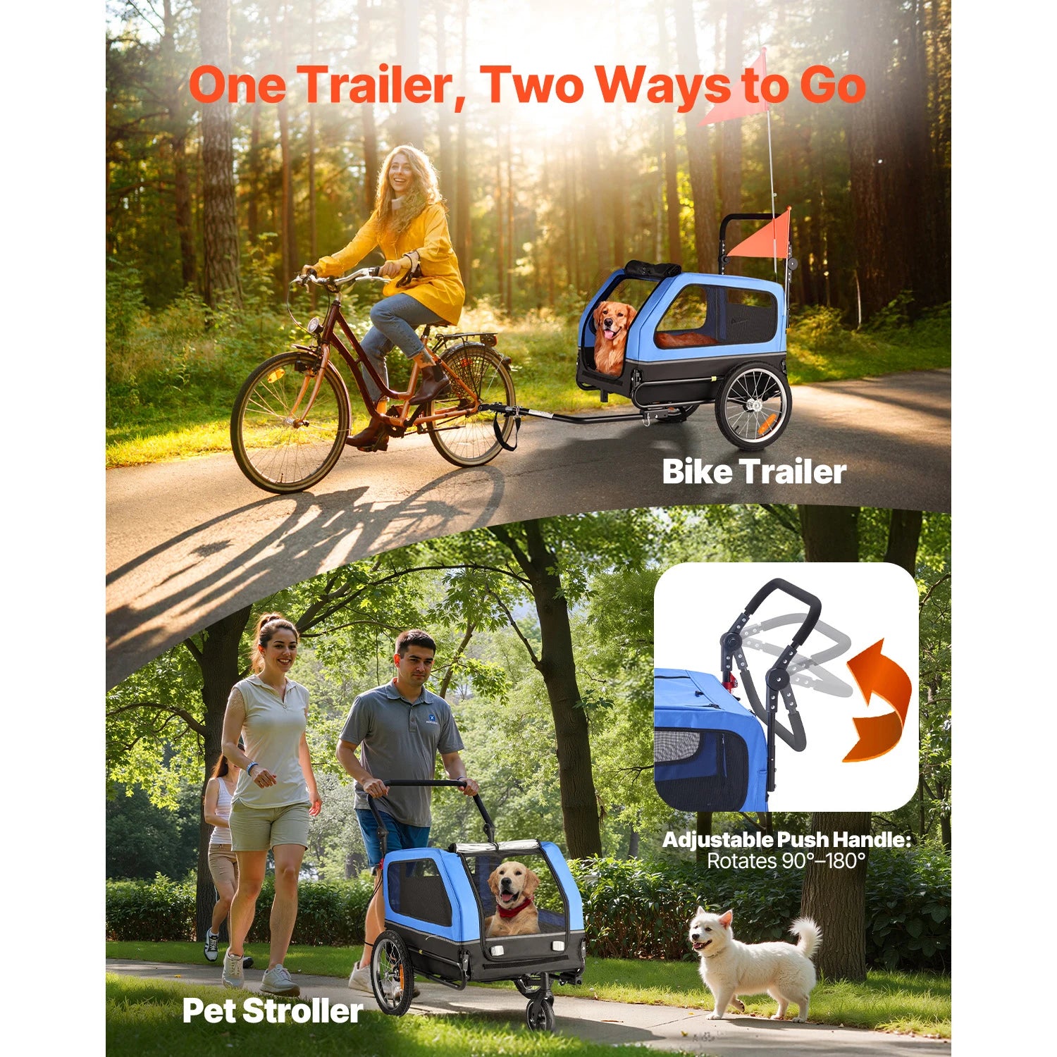 Dog Bike Trailer 2-in-1 Stroller