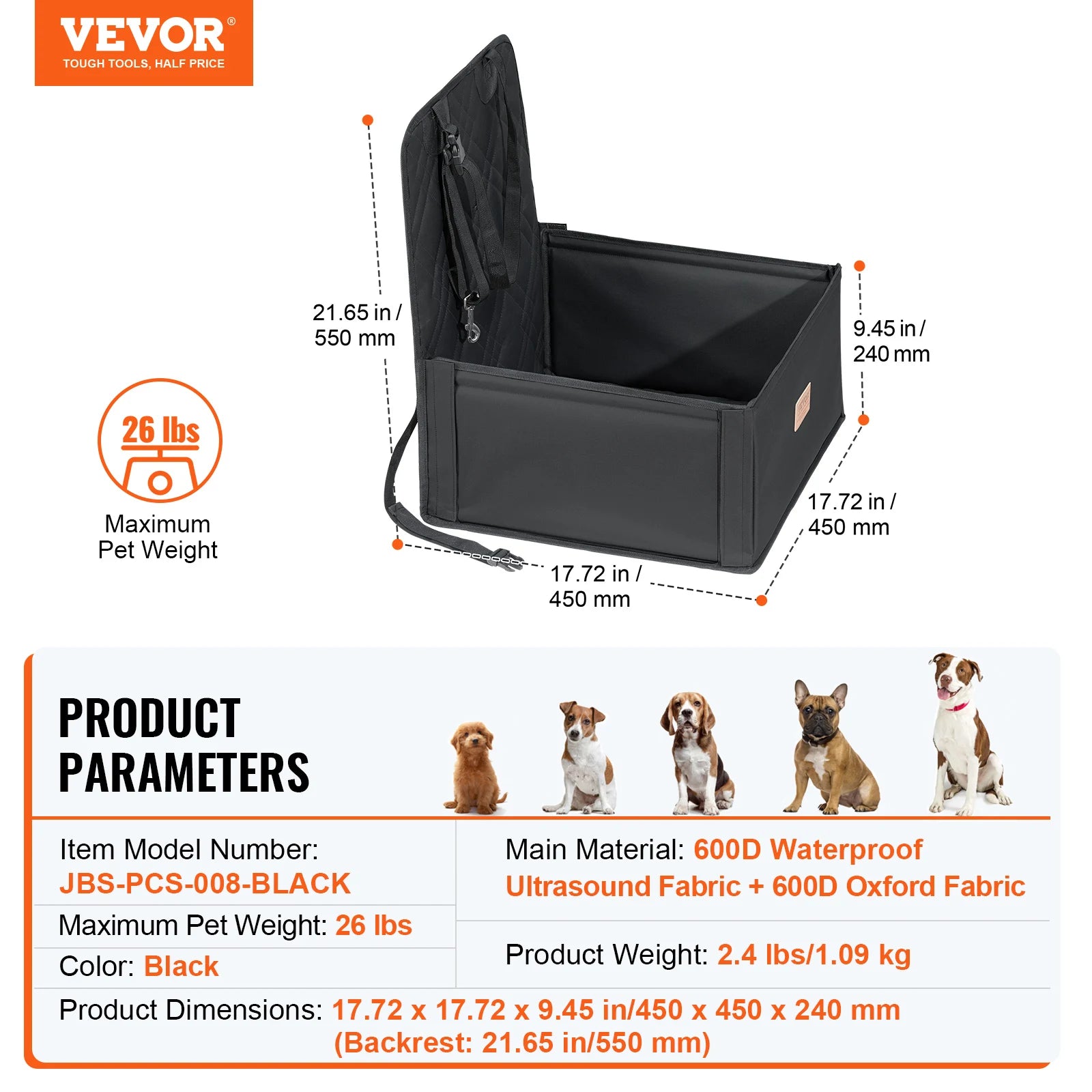 Booster Seat on Car for M/L Dog