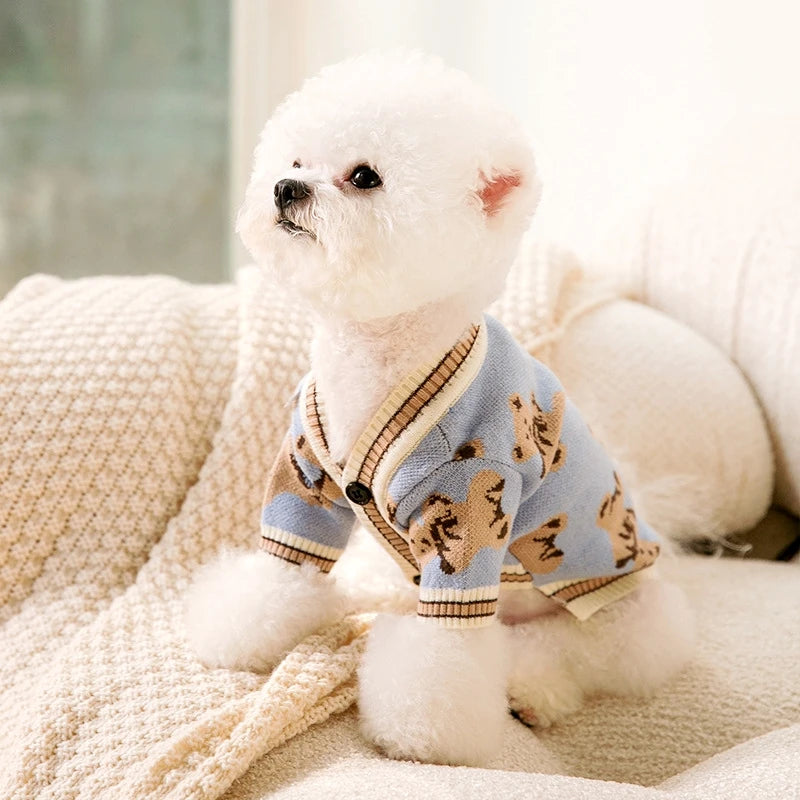 Luxury Dog Clothes Striped Cardigan
