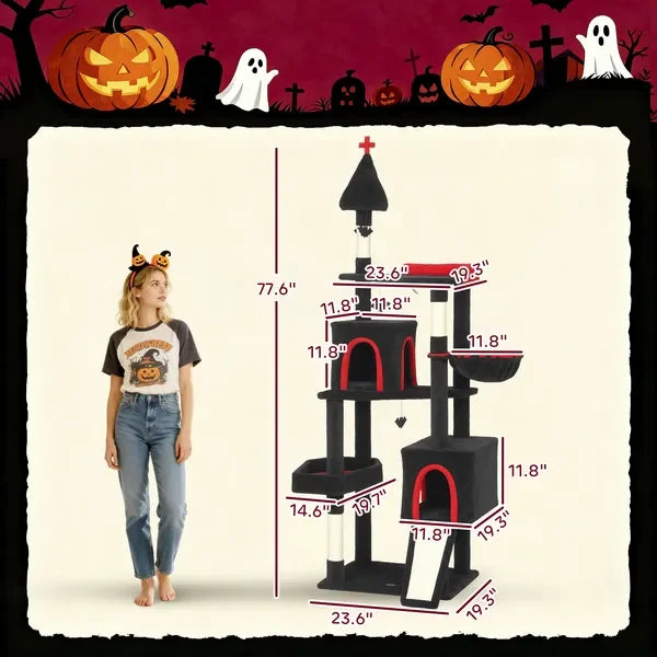 78' Gothic Cat Tree/Coffin Bed