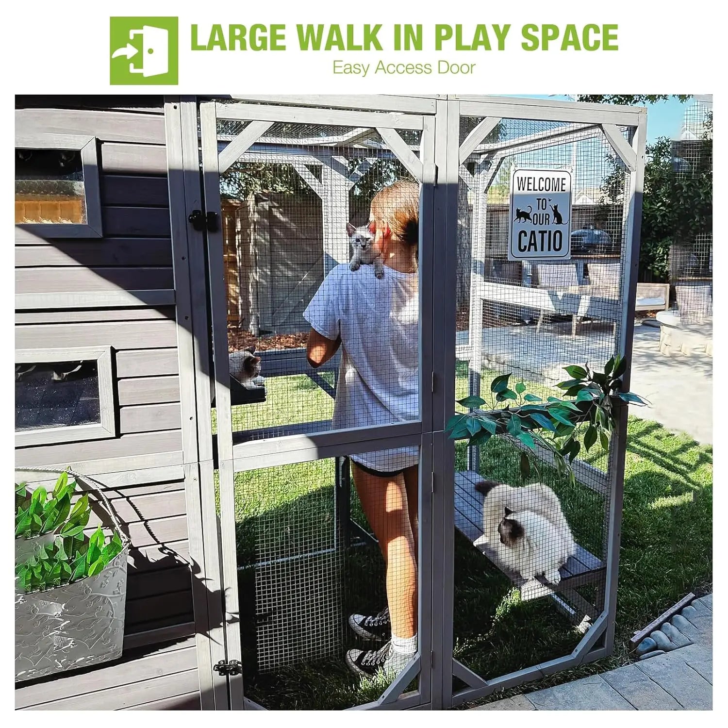 77" L Wooden Cat Enclosure