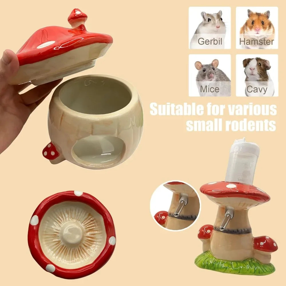 Mushroom Ceramic Hamster Hideout