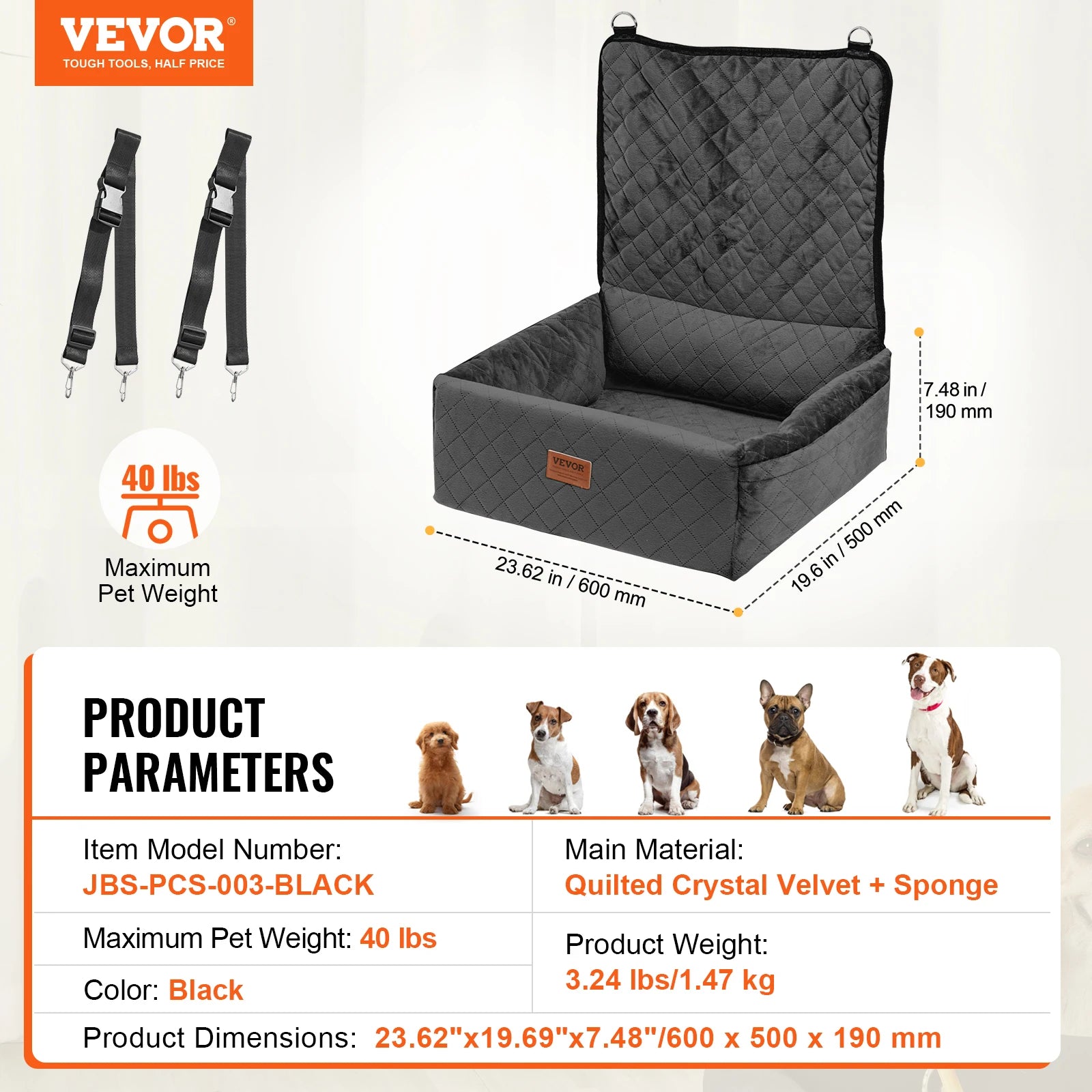 Booster Seat on Car for M/L Dog