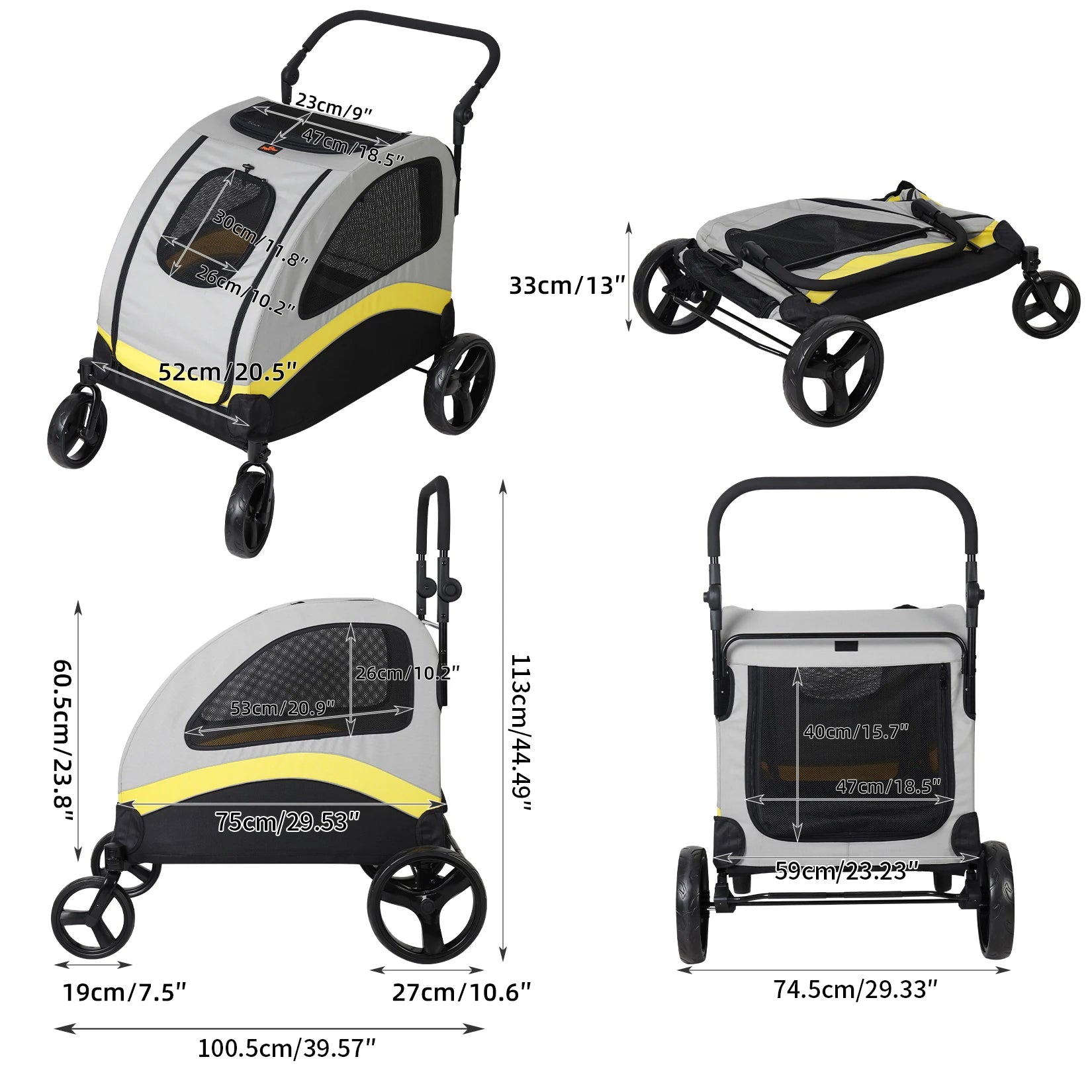 Large Dog Stroller Pet Trolley Carrier