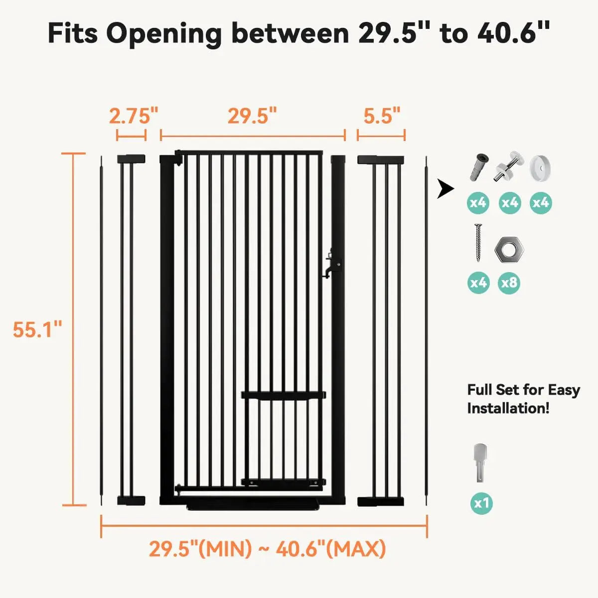 Tall Cat Gate with Pet Door