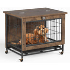 Rustic Dog Crate with Wheels