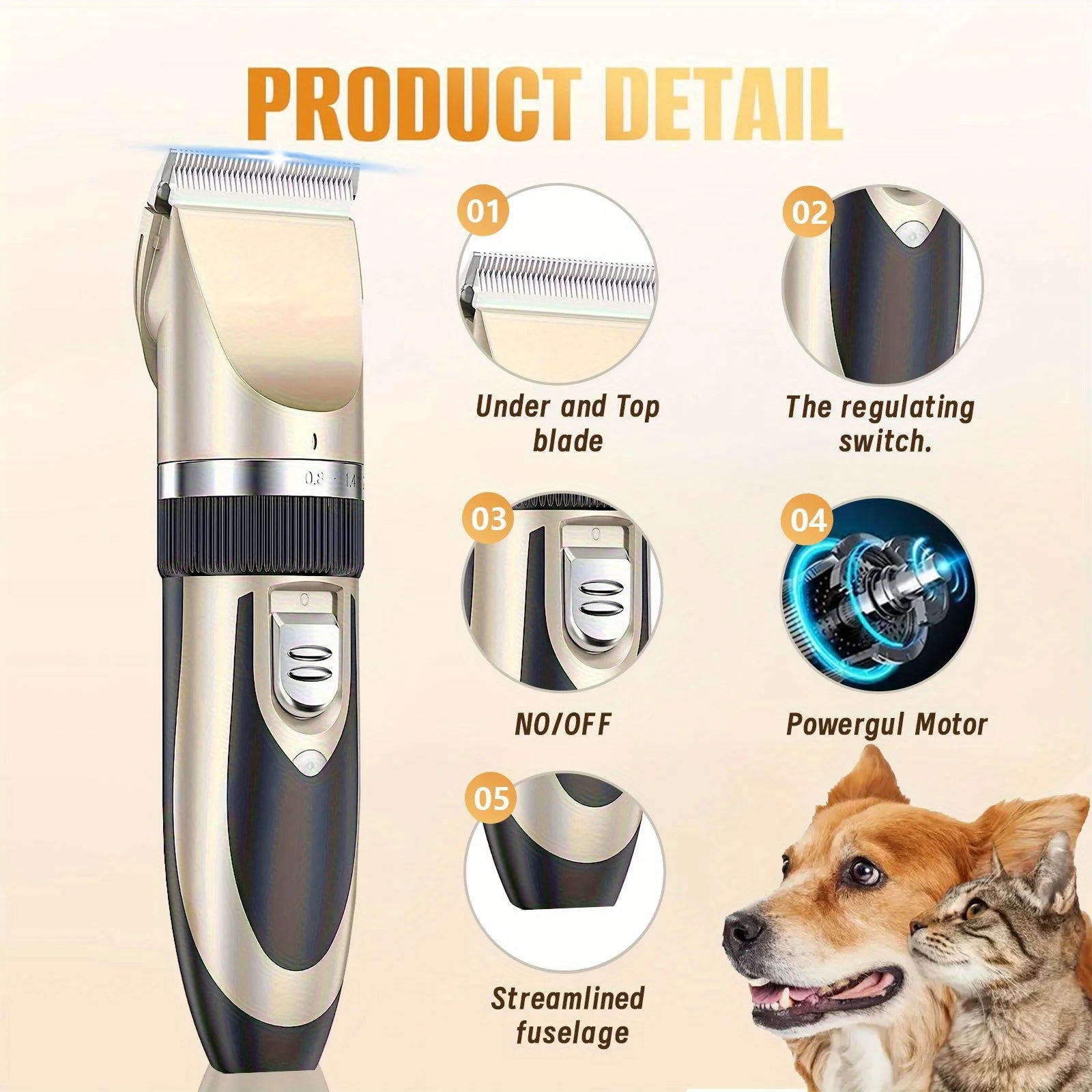 Wireless Electric Pet Grooming Kit: