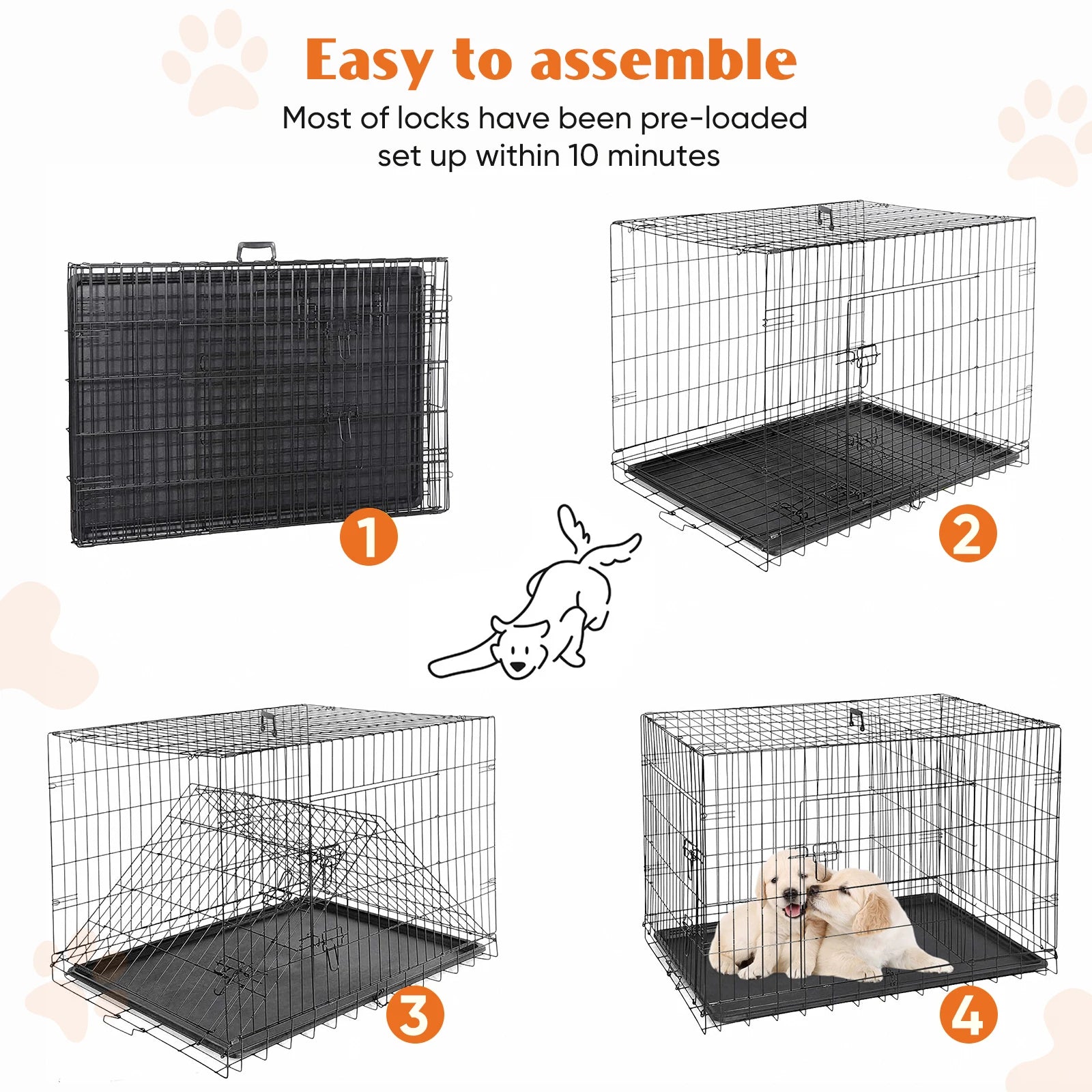 48 Inch Double Door Folding Cage