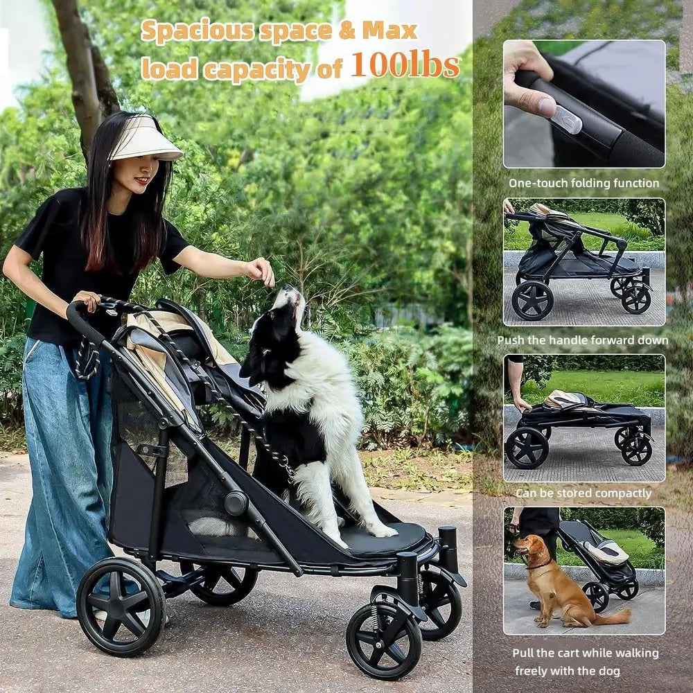 One-Click Folding Stroller/2 Dogs