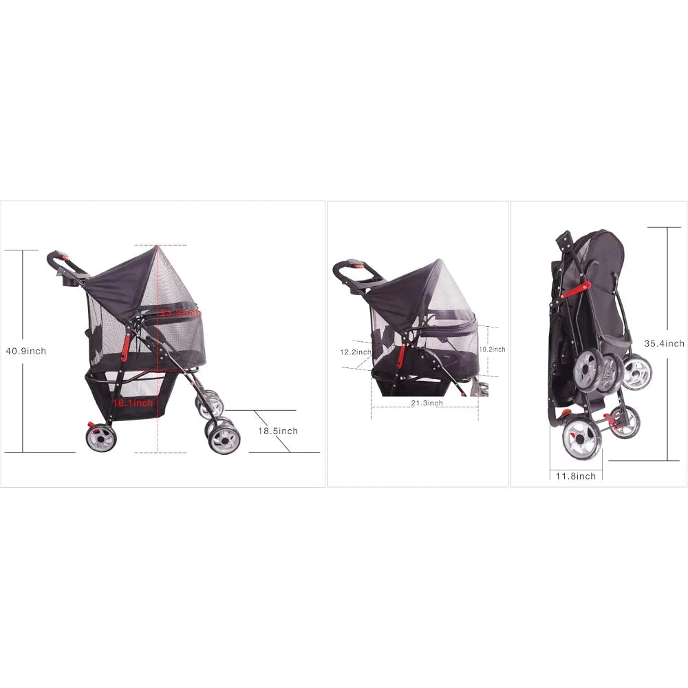 Pet Stroller Storage Basket, Cup Holder