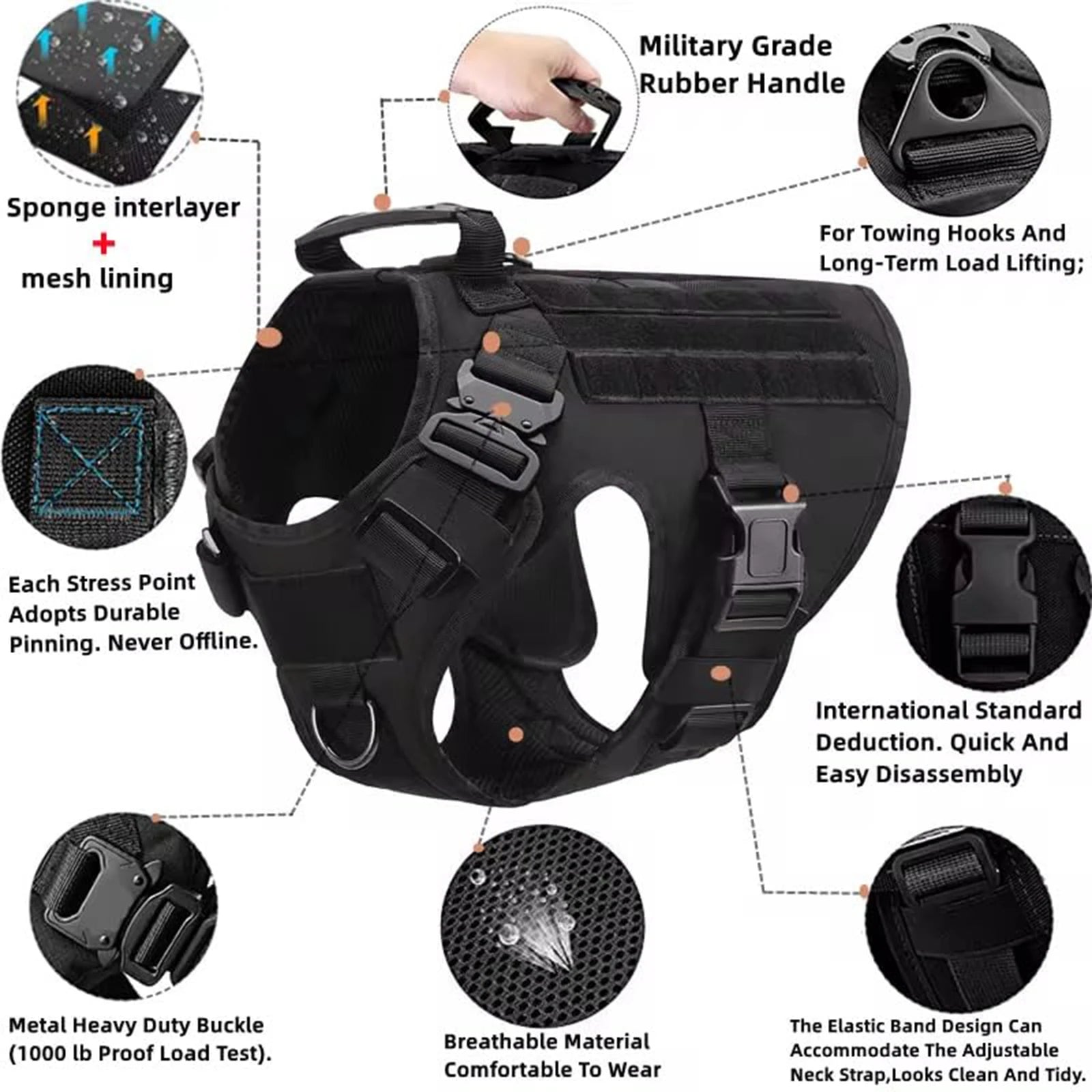 Tactical Harness Collar Leash