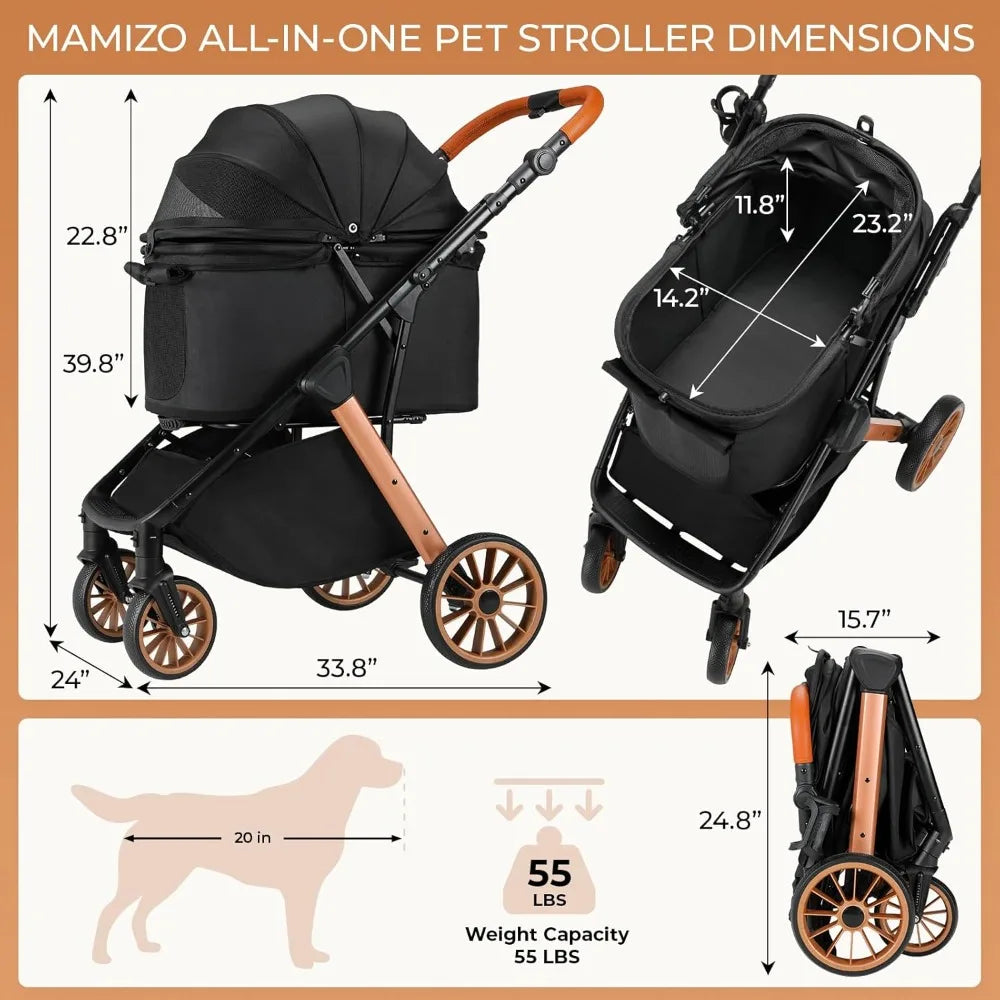 Foldable Dog Stroller for Medium Small Pets