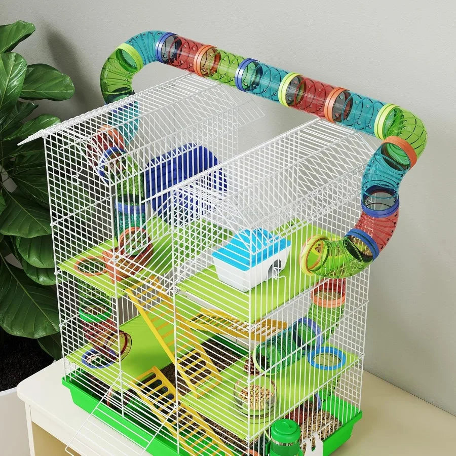 Small Animal Cage with Tubes and Tunnels