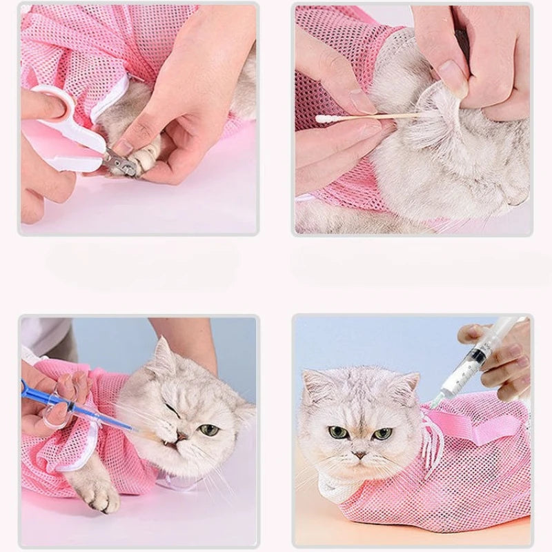 Mesh Cat Grooming Bath Bag