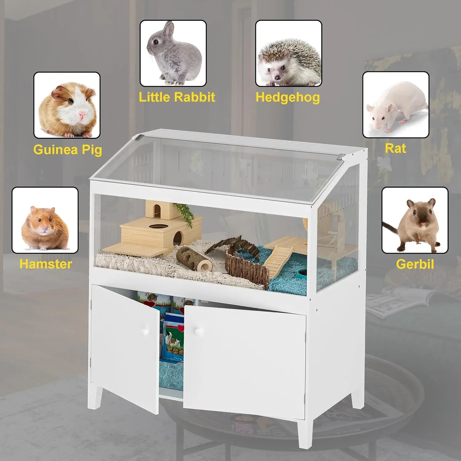 Hamster Cage with Storage Cabinet