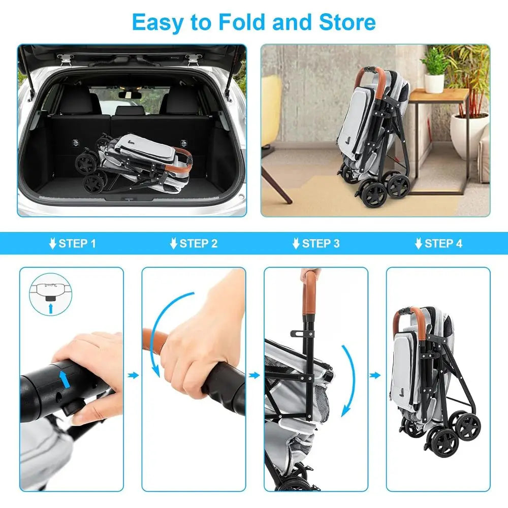 Double Pet Stroller for Dogs and Cats