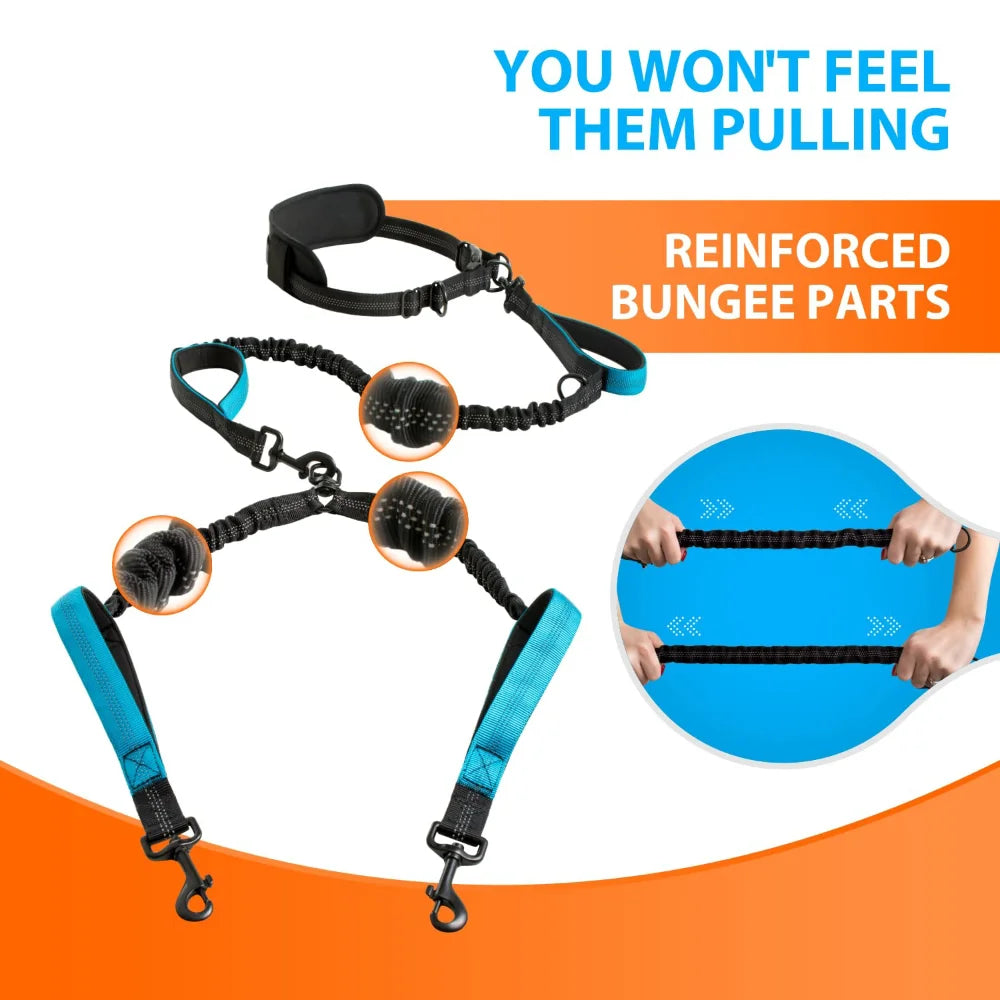 Tangle Free Double Dog Leash for M/L Breeds,