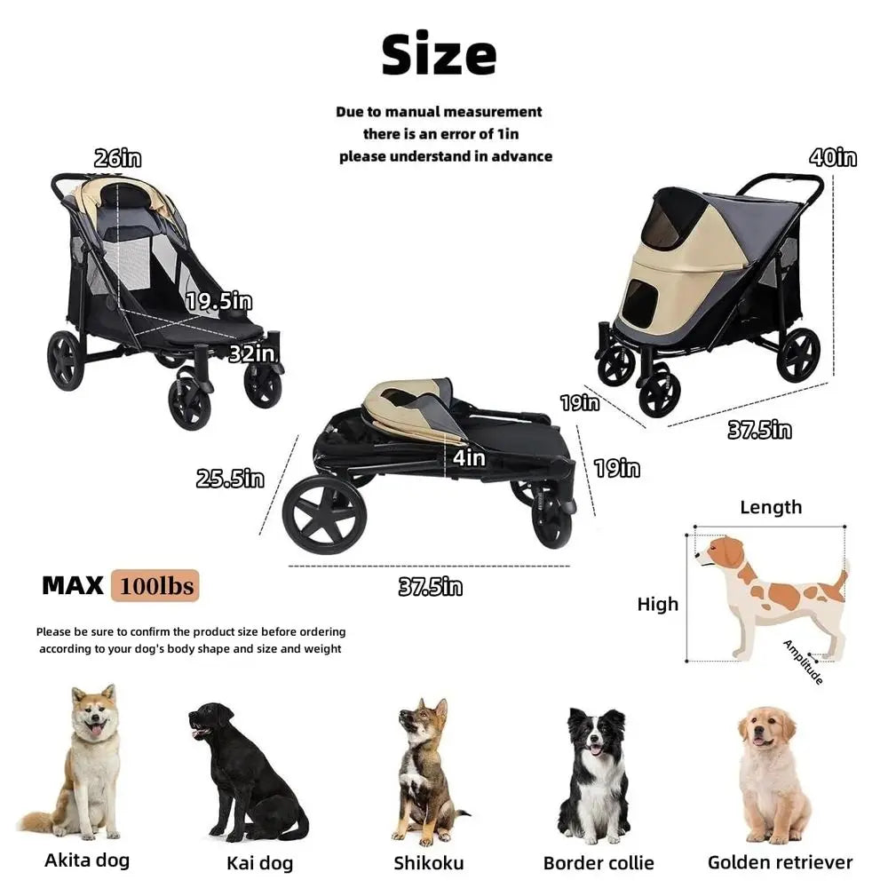 One-Click Folding Stroller/2 Dogs