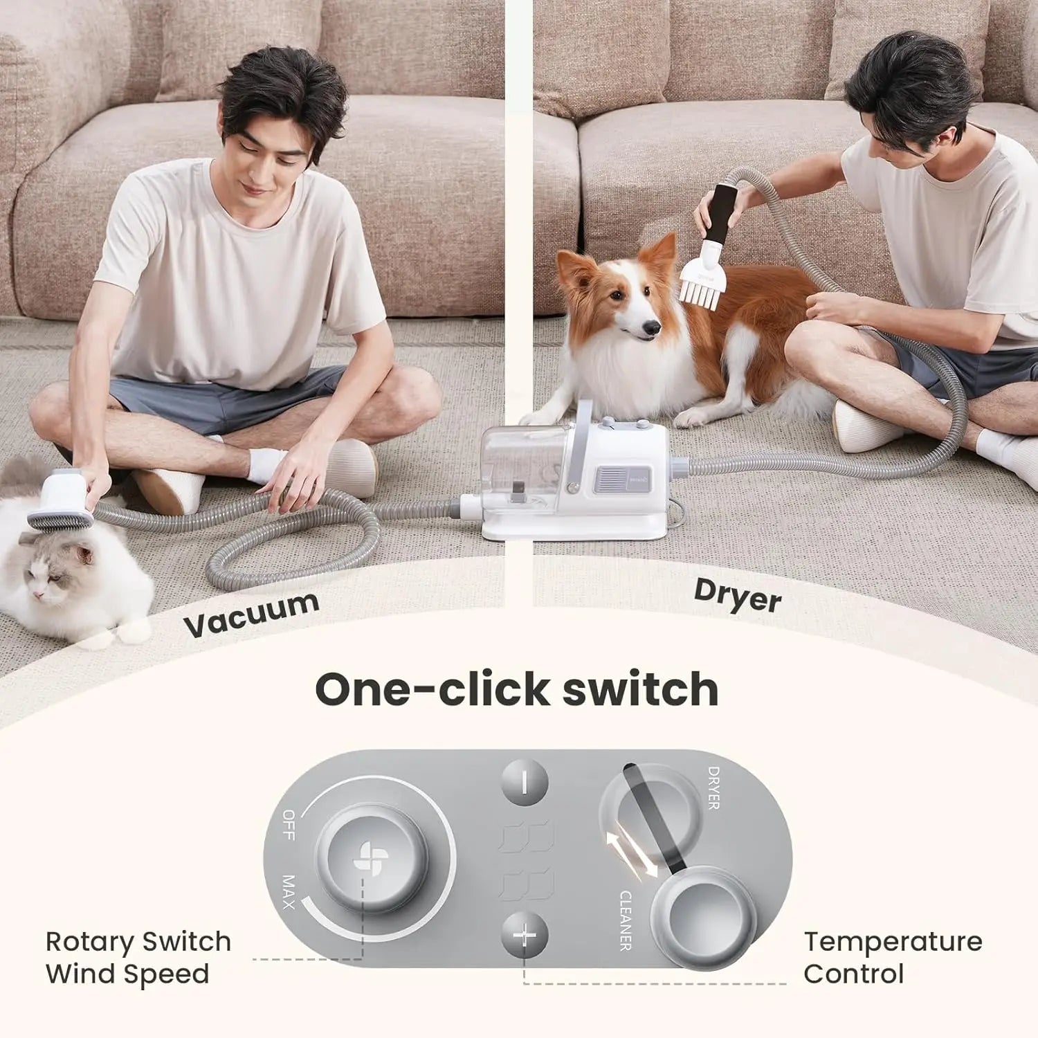 Dog/Cat Grooming Vacuum with Clipper