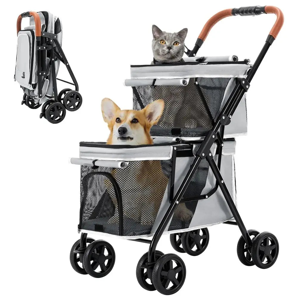 Double Pet Stroller for Dogs and Cats