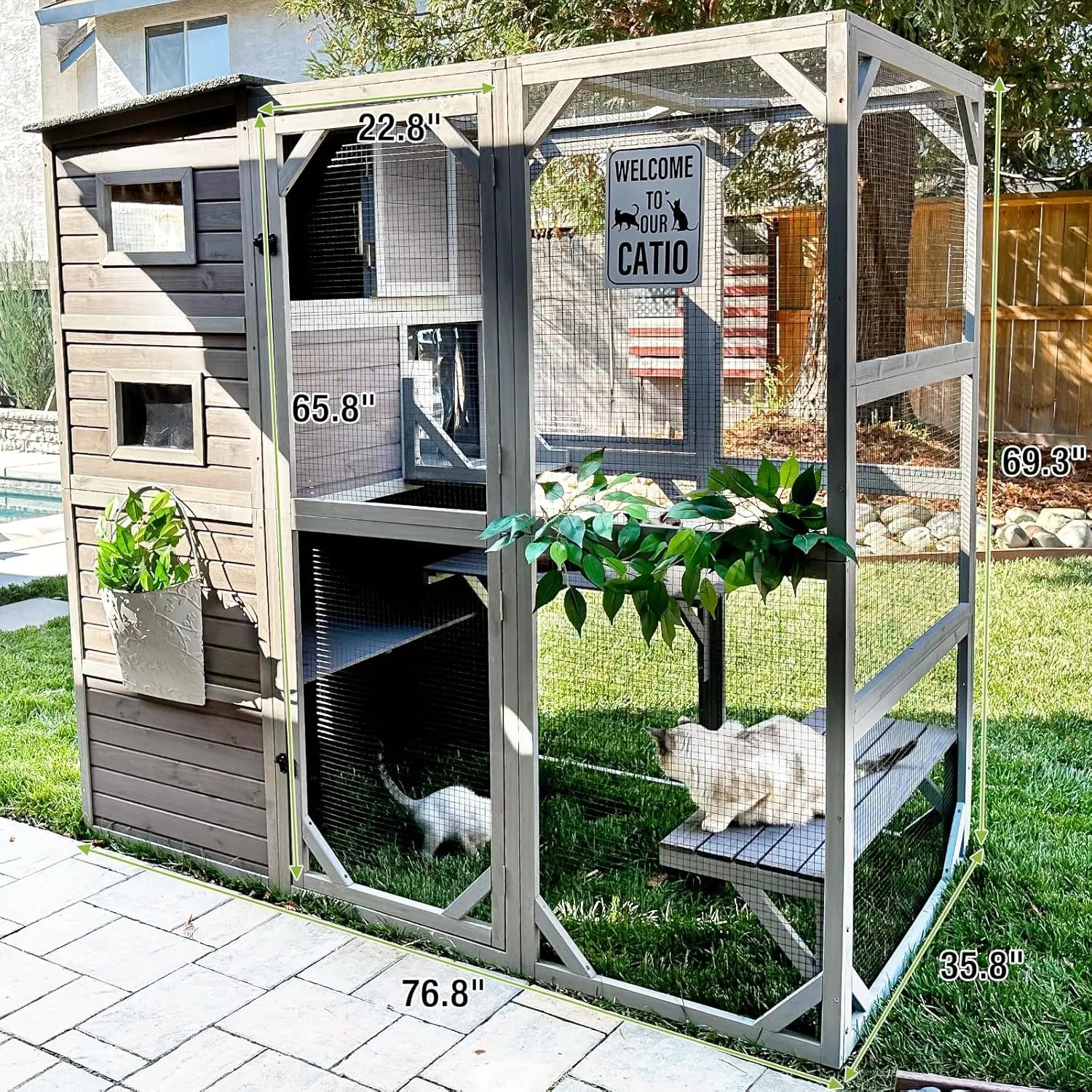 77" L Wooden Cat Enclosure