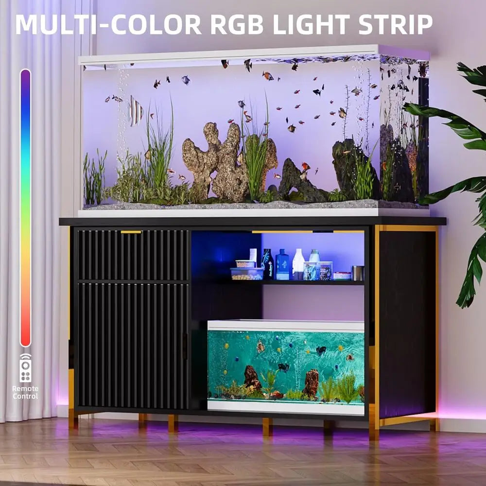 Sturdy Black/Gold Fish Tank Stand