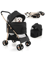 Pet Stroller Black/Rose/Gold, Detachable