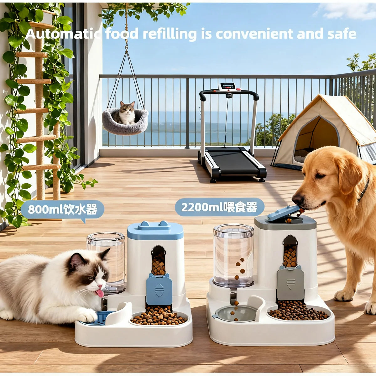 Dog/Cat Automatic Feeder/Waterer Set