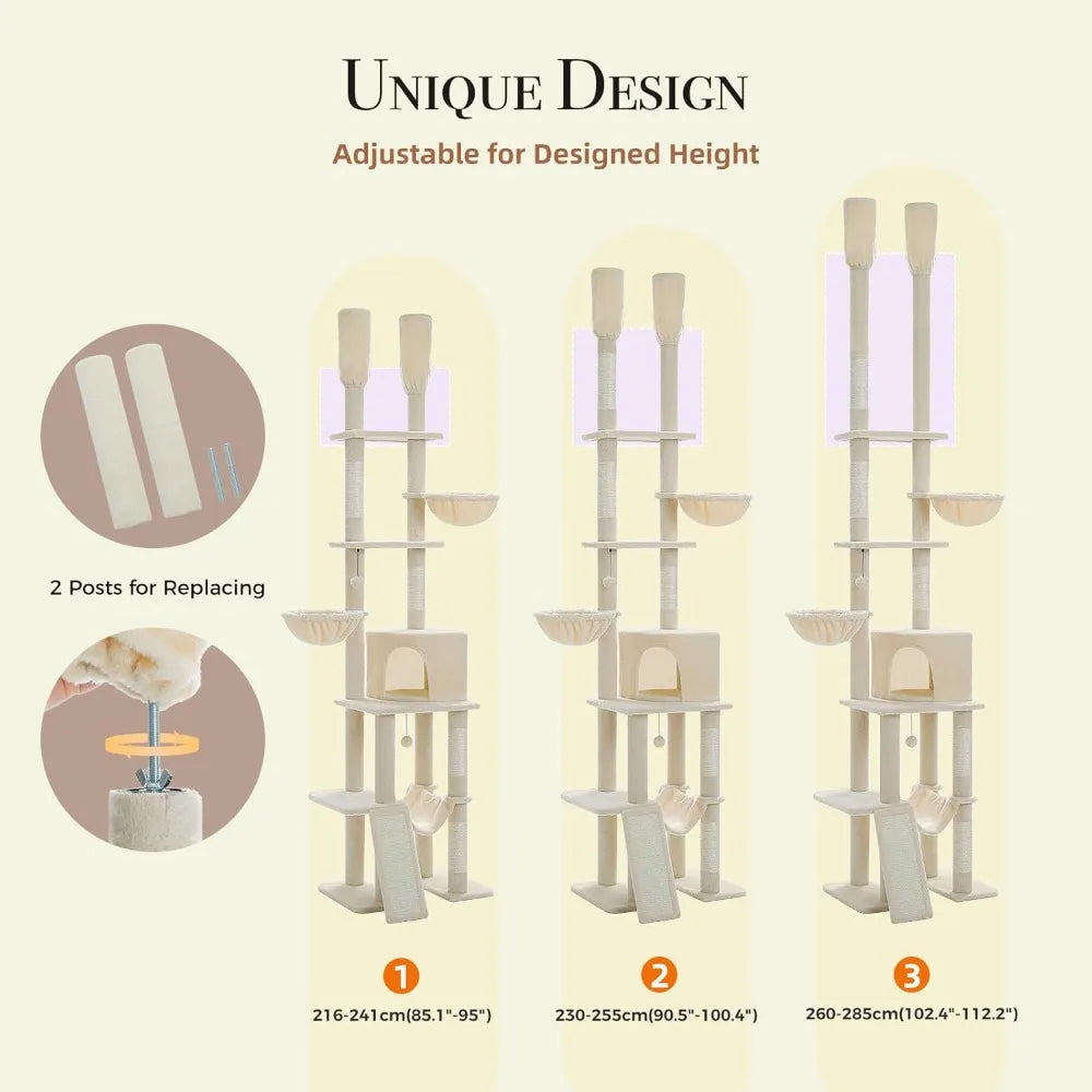 Height Adjustable Tall Cat Tower
