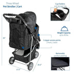 Black 3 Wheel Pet Stroller