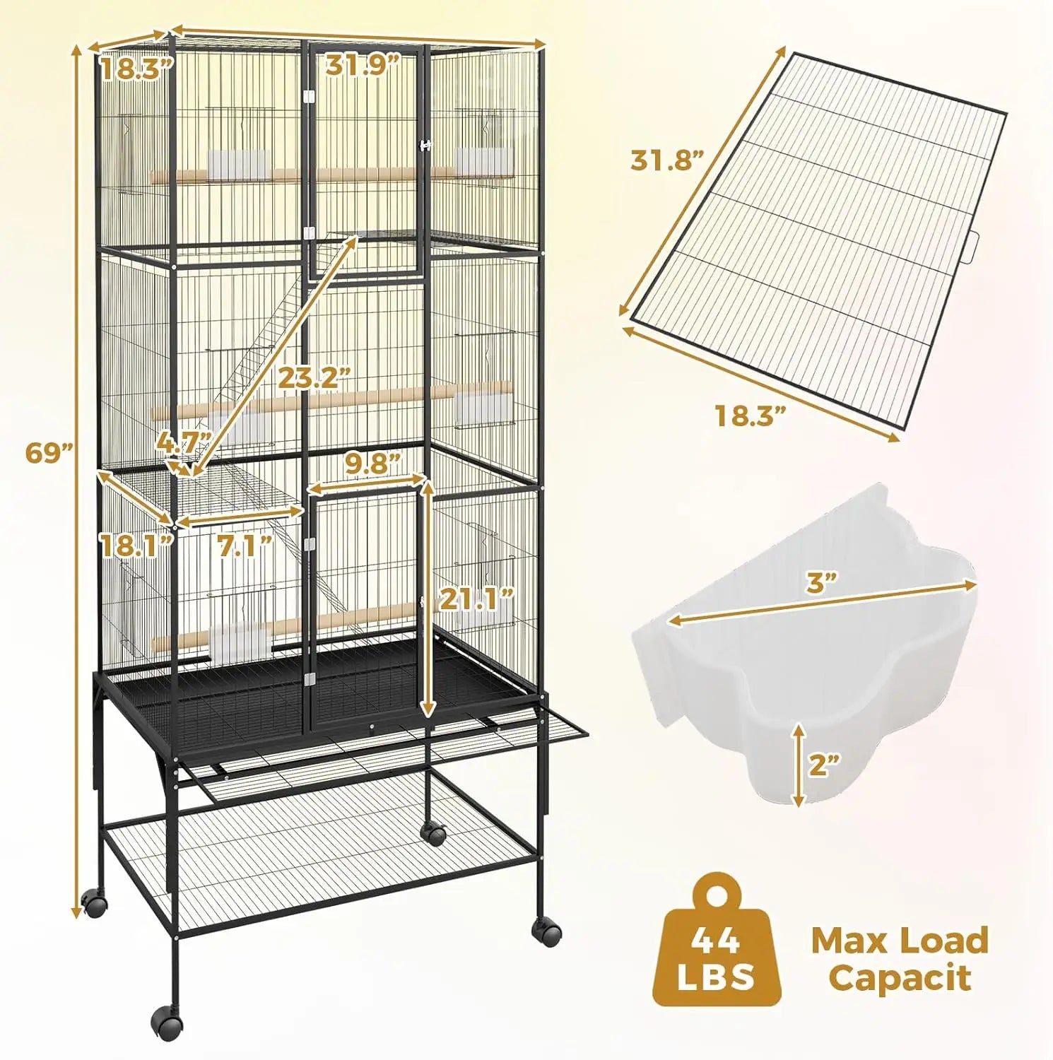 69" XL Rolling Bird Cage