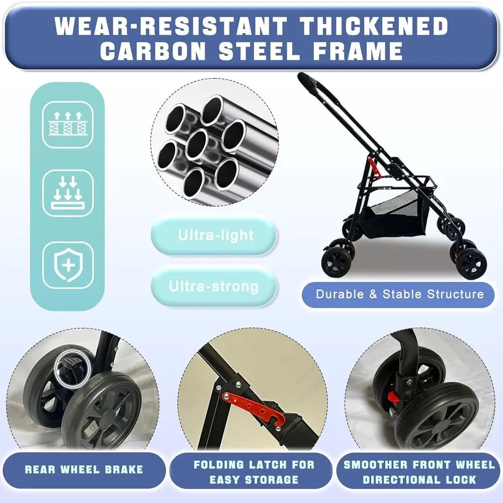 Pet Stroller 4 in 1 with Detachable Carrier