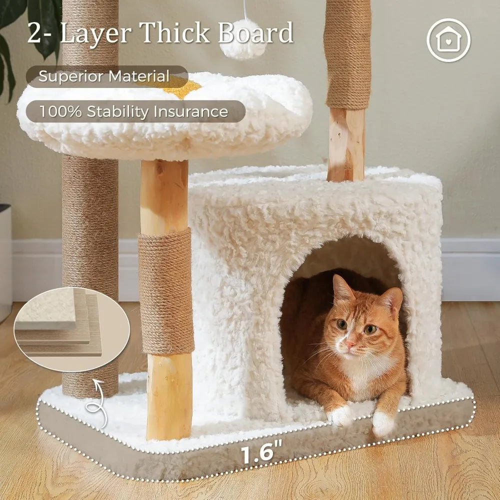 Natural Solid Wood Cat Tower