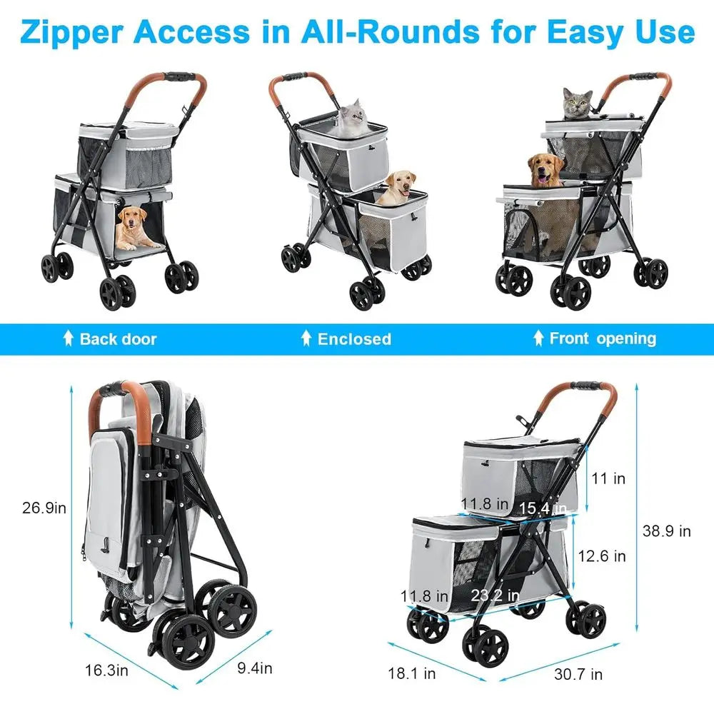 Double Pet Stroller for Dogs and Cats
