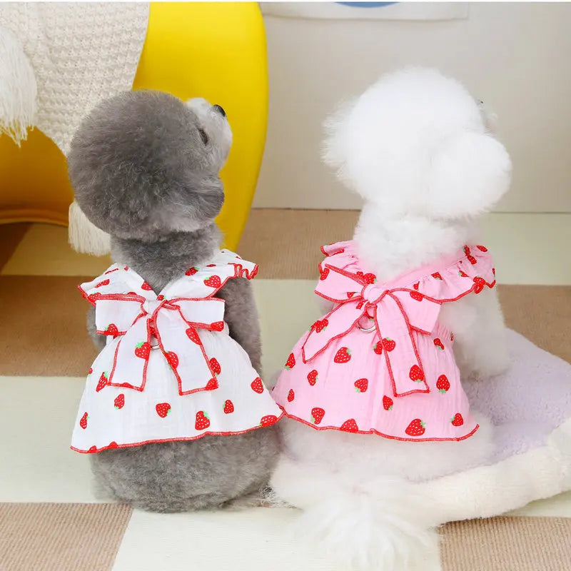 Strawberry Print Pet Dog Dress