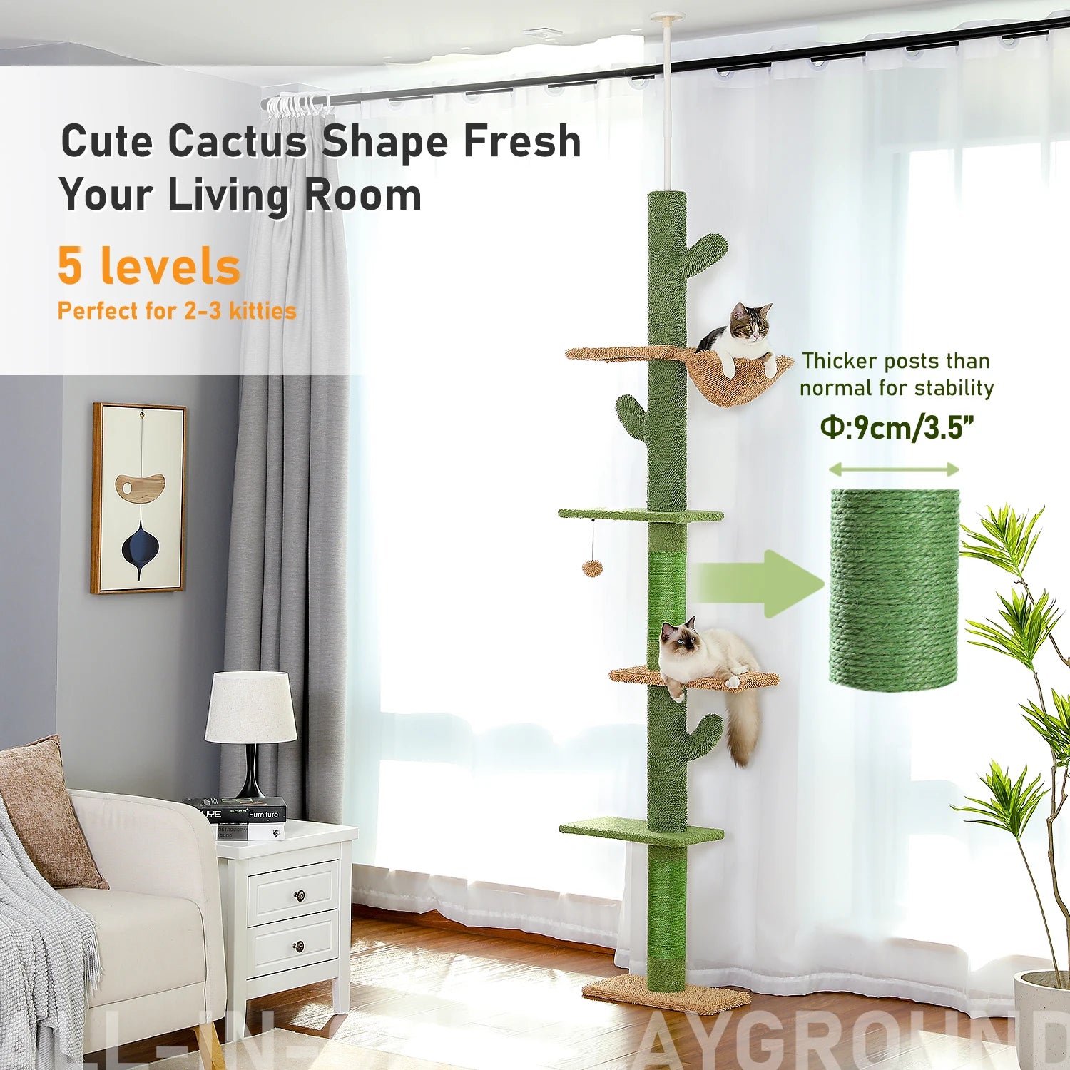Cat Tree 5-Tier Floor to Ceiling